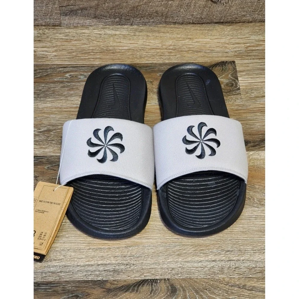 Nike Victori One Next Nature Slides Black Gray Sandals Mens Sz 13 NEW DM8598-001